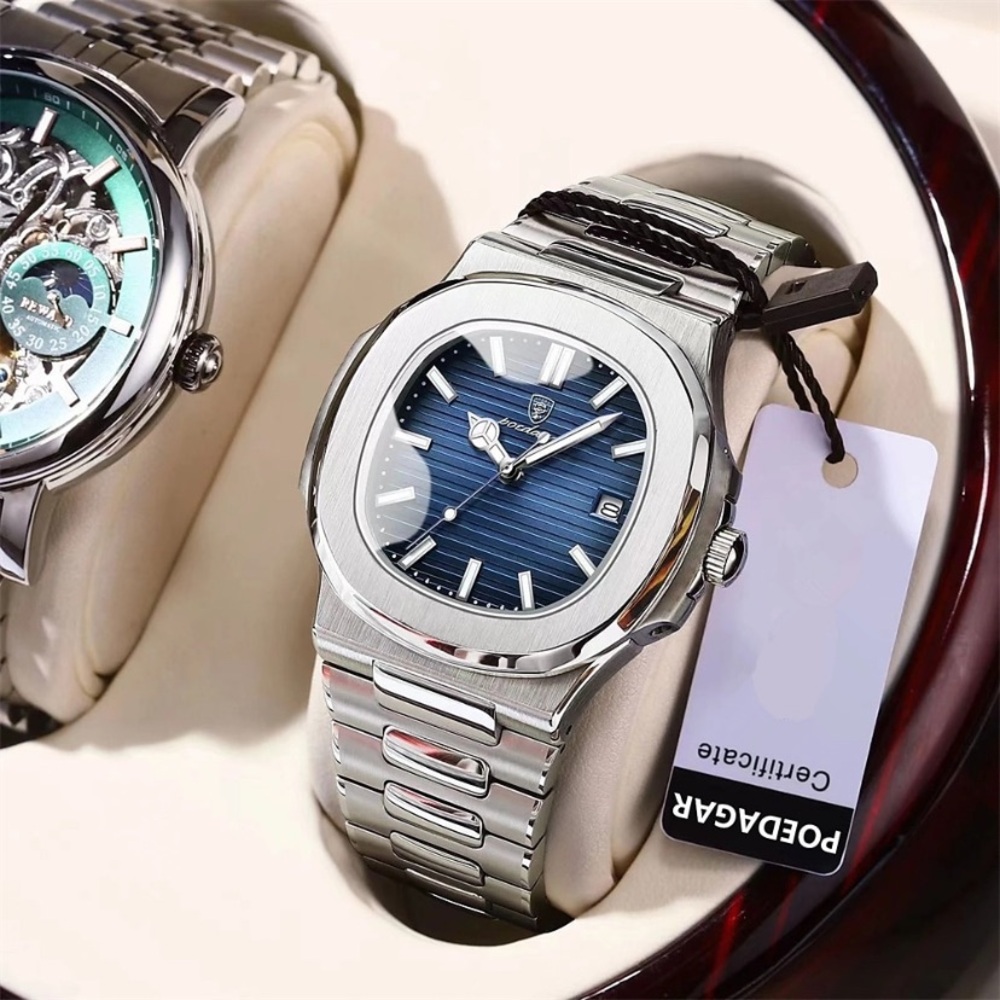 Podedagar Silver Watch with Blue Dial